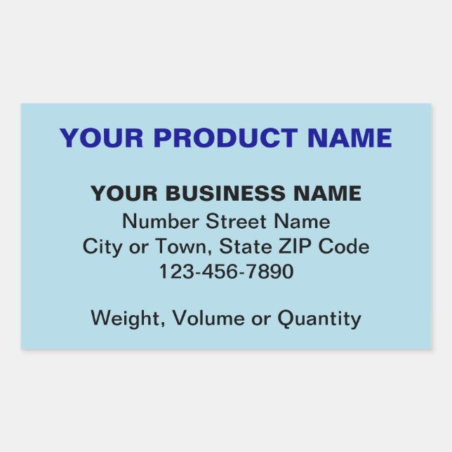 Sticker Rectangulaire Textes simples minimaux du produit sur le bleu cla (Devant)