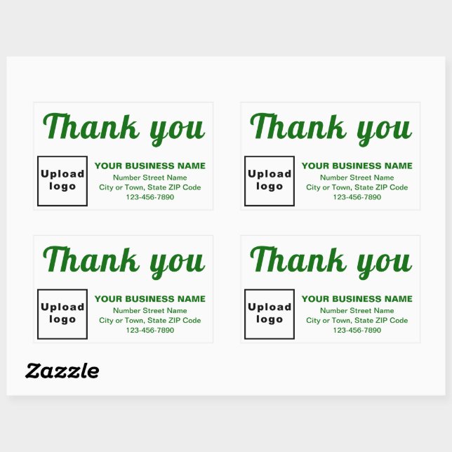 Sticker Rectangulaire Textes verts du Merci d'affaires sur blanc (Feuille)