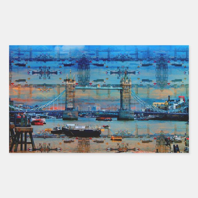 Sticker Rectangulaire Thames Memories of Tower Bridge, Londres Angleterr (Devant)