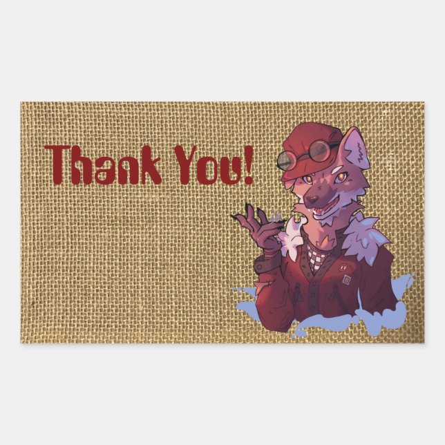 Sticker Rectangulaire Thank You wolf (Devant)