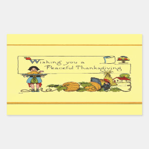 Sticker Rectangulaire Thanksgiving paisible vintage