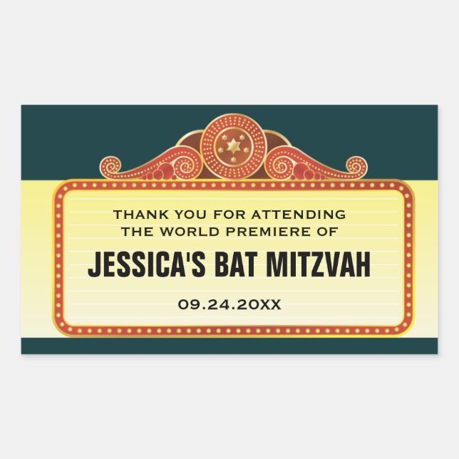 Sticker Rectangulaire Theater Marquee Bar Bat mitzvah (Devant)