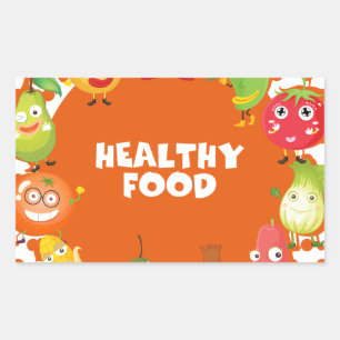 Sticker Rectangulaire Thème alimentation saine avec fruits et légumes
