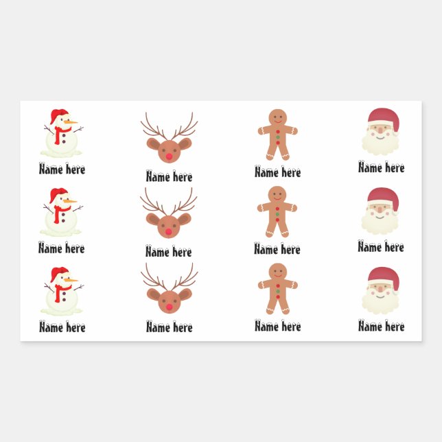 Sticker Rectangulaire Thème de Noël coutume famille amis enfants (Devant)