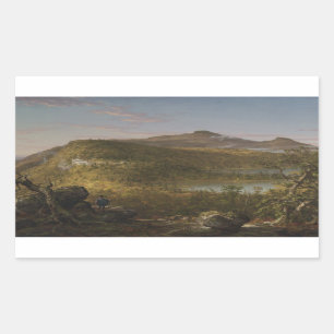 Sticker Rectangulaire Thomas Cole - Vue sur les deux lacs et la montagne