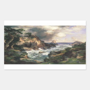 Sticker Rectangulaire Thomas Moran - point Lobos, Monterey, la