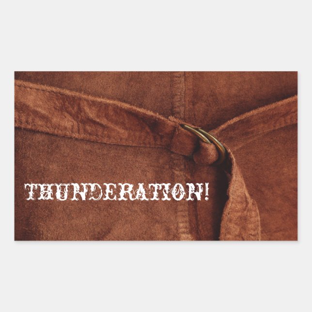 Sticker Rectangulaire THUNDERATION ! ancienne police blanche sur Suede P (Devant)