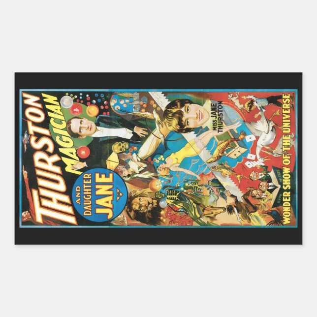 Sticker Rectangulaire Thurston Magician & Jane ~ Vintage Magicien Act (Devant)
