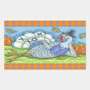 STICKER RECTANGULAIRE TIC TAC TOE TURKEY, FEUILLE DE BÂTIMENTS DE REMERC