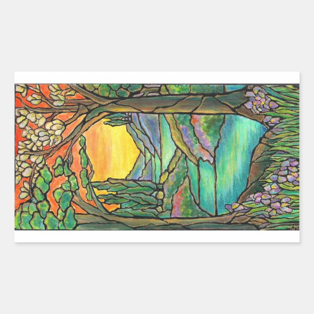 Sticker Rectangulaire Tiffany Paysage Verre coloré Design ART! (Devant)