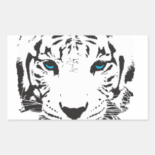 Sticker Rectangulaire Tigre blanc aux yeux bleus
