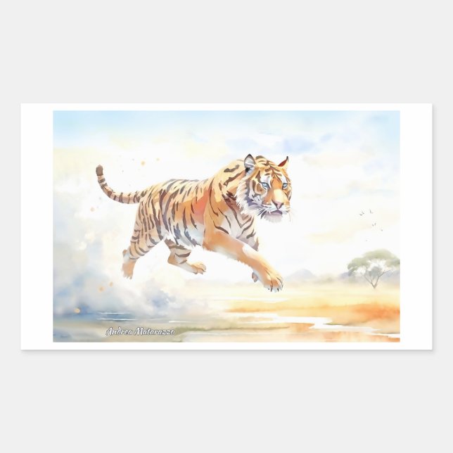 Sticker Rectangulaire Tigre en action 3 (Devant)