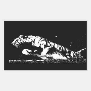 Sticker Rectangulaire Tigre noir et blanc