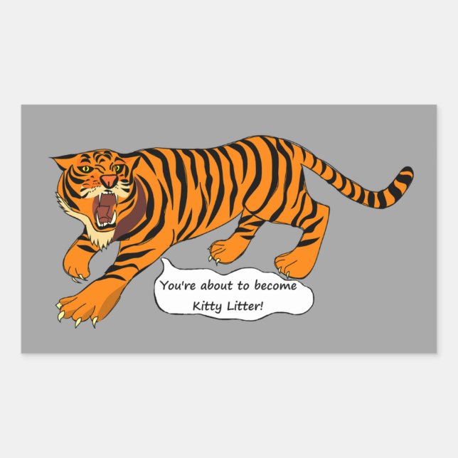 Sticker Rectangulaire Tigres, Lions et Puns (Devant)