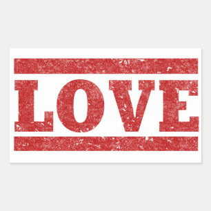 Sticker Rectangulaire Timbre Grunge Love