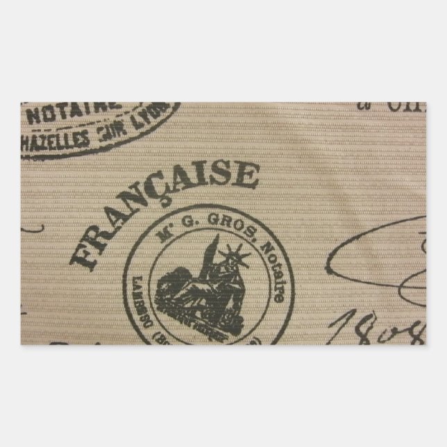 Sticker Rectangulaire Timbres de voyage français (Devant)