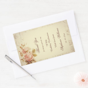 Sticker Rectangulaire Timbres vintage de Paris Roses Chic