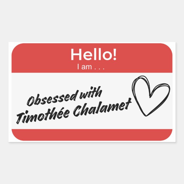 Sticker Rectangulaire timothée chalamet nametag (Devant)