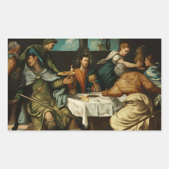 Sticker Rectangulaire Tintoretto - La Cène à Emmaus (Devant)