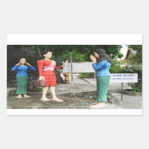 Sticker Rectangulaire Tirer Les Visages Derrière Le Dos