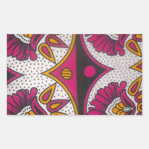 Sticker Rectangulaire Tissu africain coloré Motif Art Print