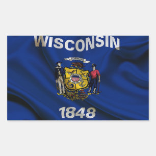Sticker Rectangulaire Tissu de drapeau du Wisconsin