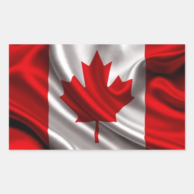 Sticker Rectangulaire Tissu du drapeau canadien (Devant)