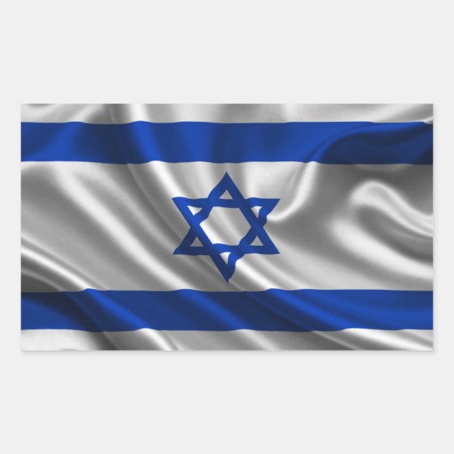 Sticker Rectangulaire Tissu du drapeau israélien (Devant)