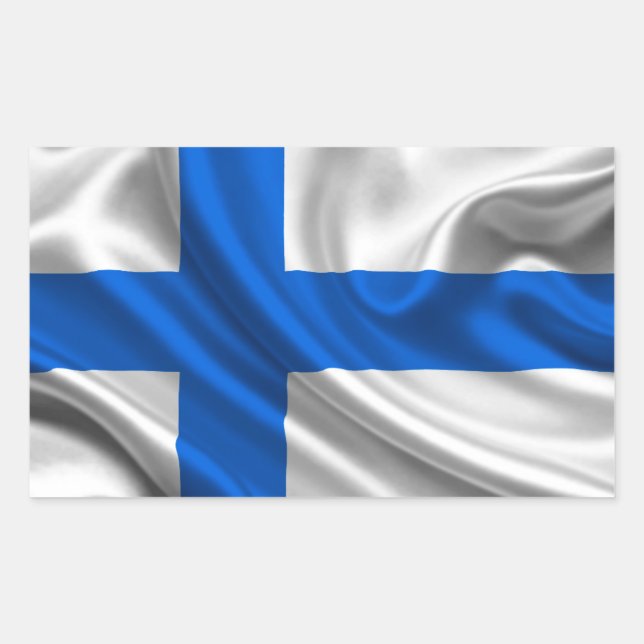 Sticker Rectangulaire Tissu du pavillon finlandais (Devant)