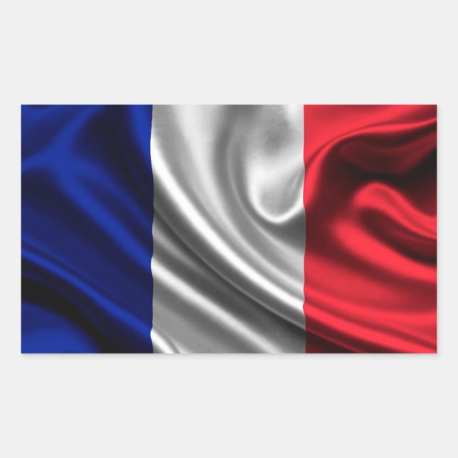 Sticker Rectangulaire Tissu du pavillon français (Devant)