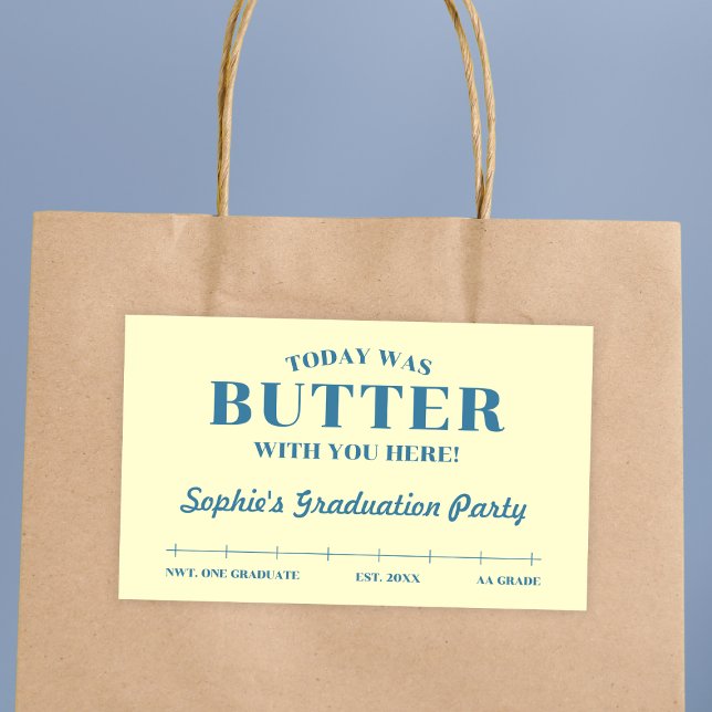 Sticker Rectangulaire Today Was Butter With You Yellow & Blue Graduation (Today Was Butter With You Yellow & Blue Graduation Rectangular Sticker)