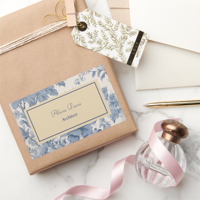 Sticker Rectangulaire Toile de Jouy ton nom (Cadeaux)