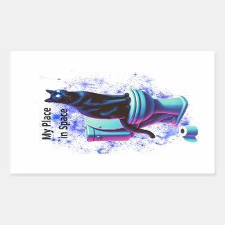Sticker Rectangulaire Toilette de chat Noir Cosmique - Vaporwave Surreal