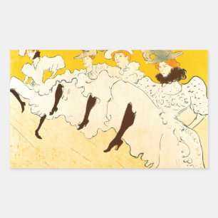 Sticker Rectangulaire Tolouse Lautrec Danseuses Filles Jaune