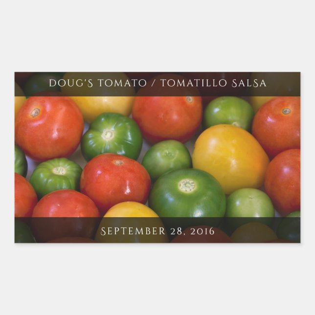 Sticker Rectangulaire Tomates jaunes rouges et tomatillos verts (Devant)