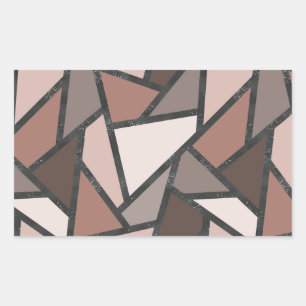 Sticker Rectangulaire Tons de motif en vitrail marron