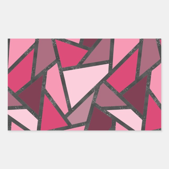 Sticker Rectangulaire Tons de motif en vitrail rose (Devant)
