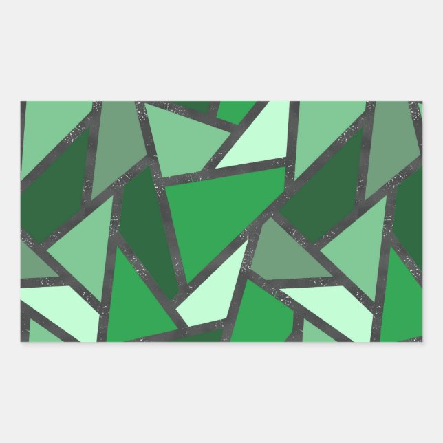 Sticker Rectangulaire Tons de motif en vitrail vert (Devant)