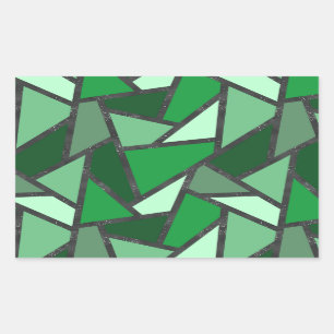 Sticker Rectangulaire Tons de motif en vitrail vert