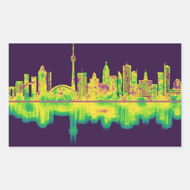Sticker Rectangulaire Toronto Canada Skyline (Devant)
