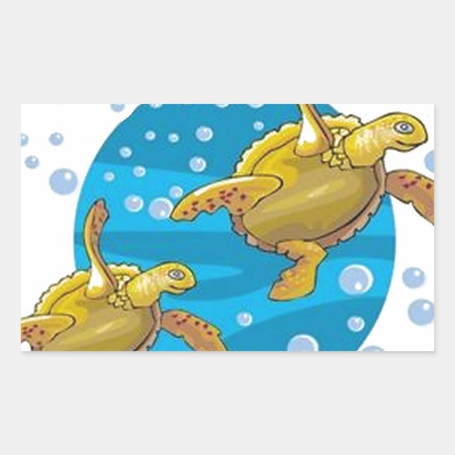 Sticker Rectangulaire Tortues marines (Devant)