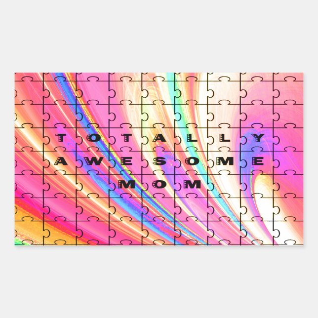 Sticker Rectangulaire Totally Awesome Maman rose Swirl Puzzle (Devant)