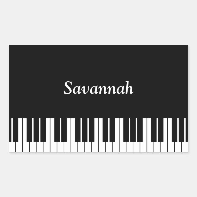 Sticker Rectangulaire Touches de Clavier de Piano, Noires et Blanches (Devant)