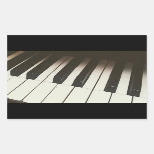 Sticker Rectangulaire Touches de piano - Photographie noir et blanc élég