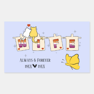 Sticker Rectangulaire Toujours & Éternellement Drapeau Lesbien Coucher d