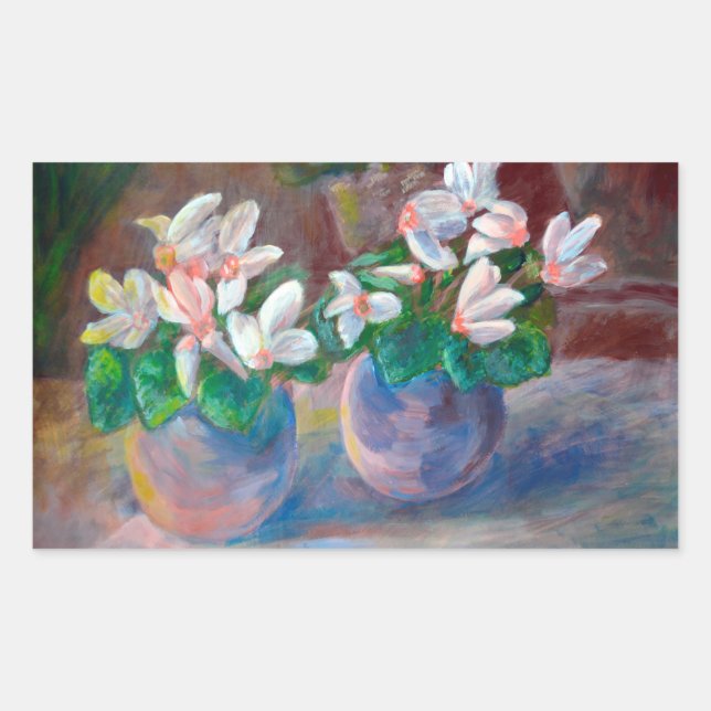 Sticker Rectangulaire Toujours la vie avec Cyclamen (Devant)