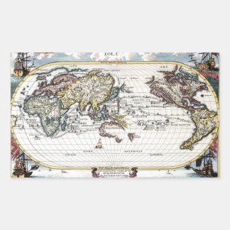 Sticker Rectangulaire Tour de la carte du monde du 18ème siècle
