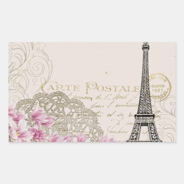 Sticker Rectangulaire Tour Eiffel Meilleure Destination de Mariage Paris (Devant)