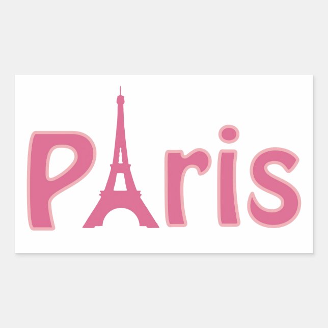 Sticker Rectangulaire Tour Eiffel paris art texte rose (Devant)