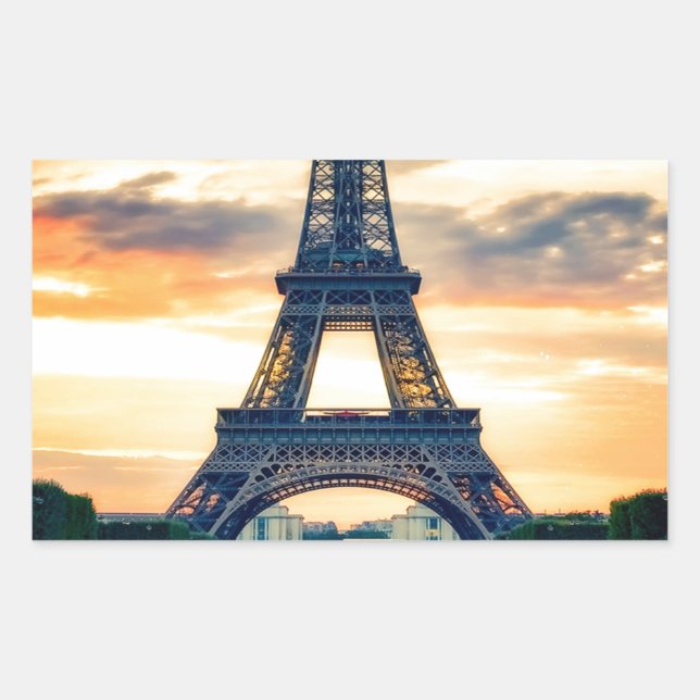 Sticker Rectangulaire Tour Eiffel Paris Soirée européenne (Devant)
